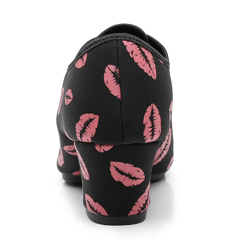 Dance Shoes for Men Women Girls Ballroom Red Lips Indoor Oxford Leather Sole Modern Tango Jazz Practise Salsa Shoes Lip Print