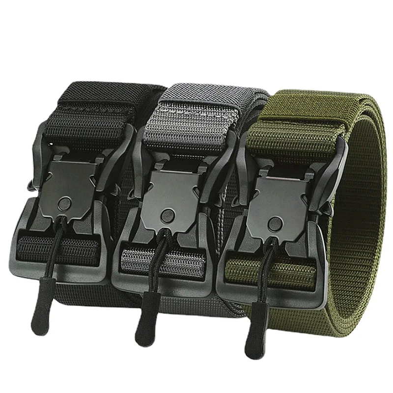 New Tactical Belt Quick Release Magnetic Buckle Military Belt Soft Real Nylon Sports Accessories