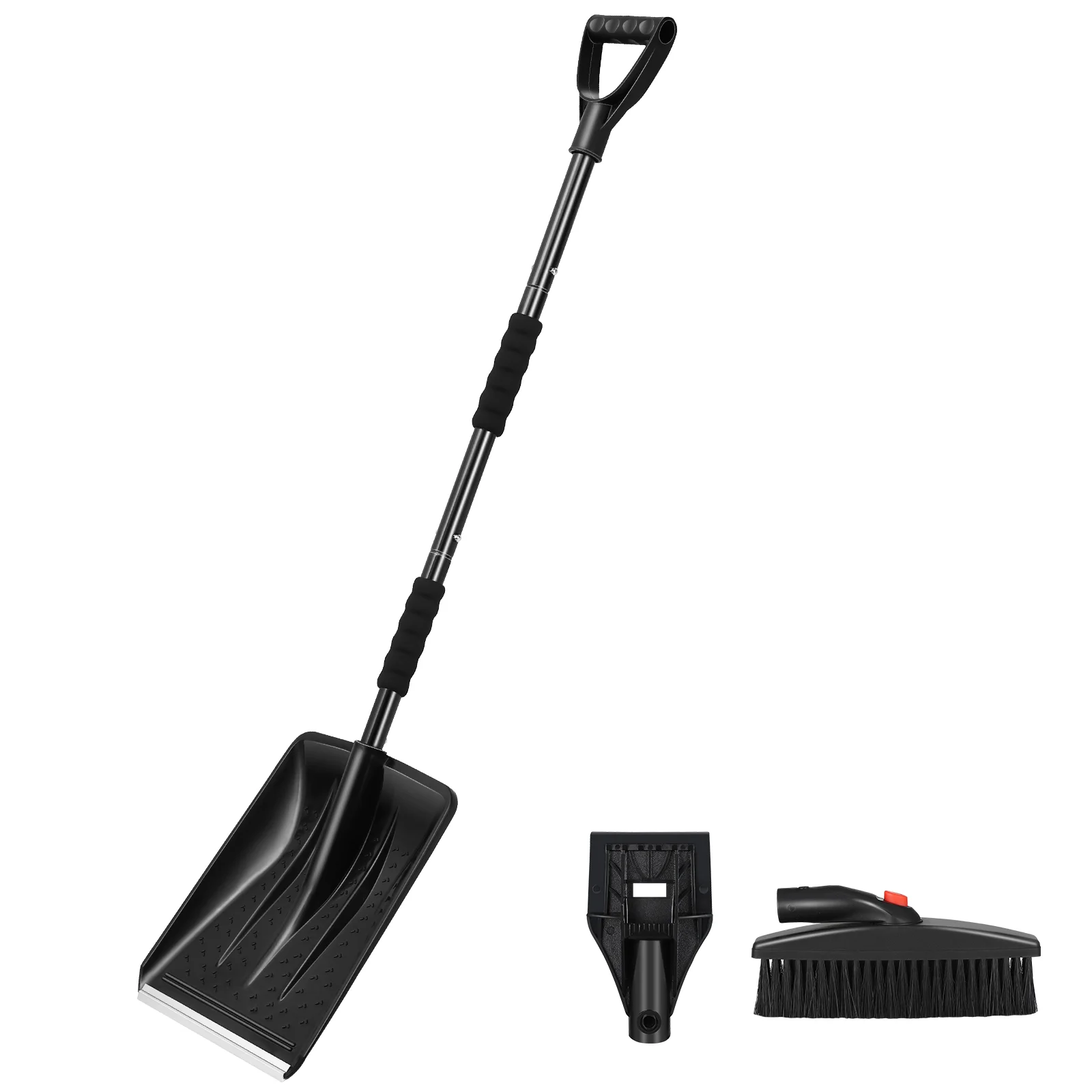 

Collapsible Snow, 42 1- Inch Snow Clearing Road with, Scraper and Brush- Snow Scoop with Detachable Handle and D- Grip for Car,