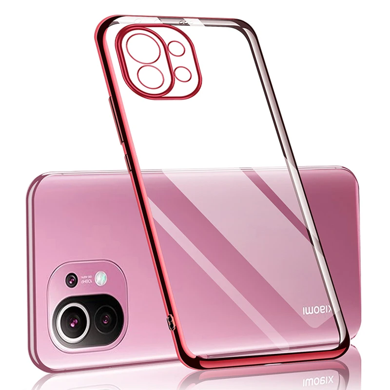 

Luxury Clear Silicone Case For Xiaomi Mi 12 11 10 11T 10T Pro 9 Lite 12X Ultra Thin Plating Soft Case For POCO F3 M3 F2 M4 Pro