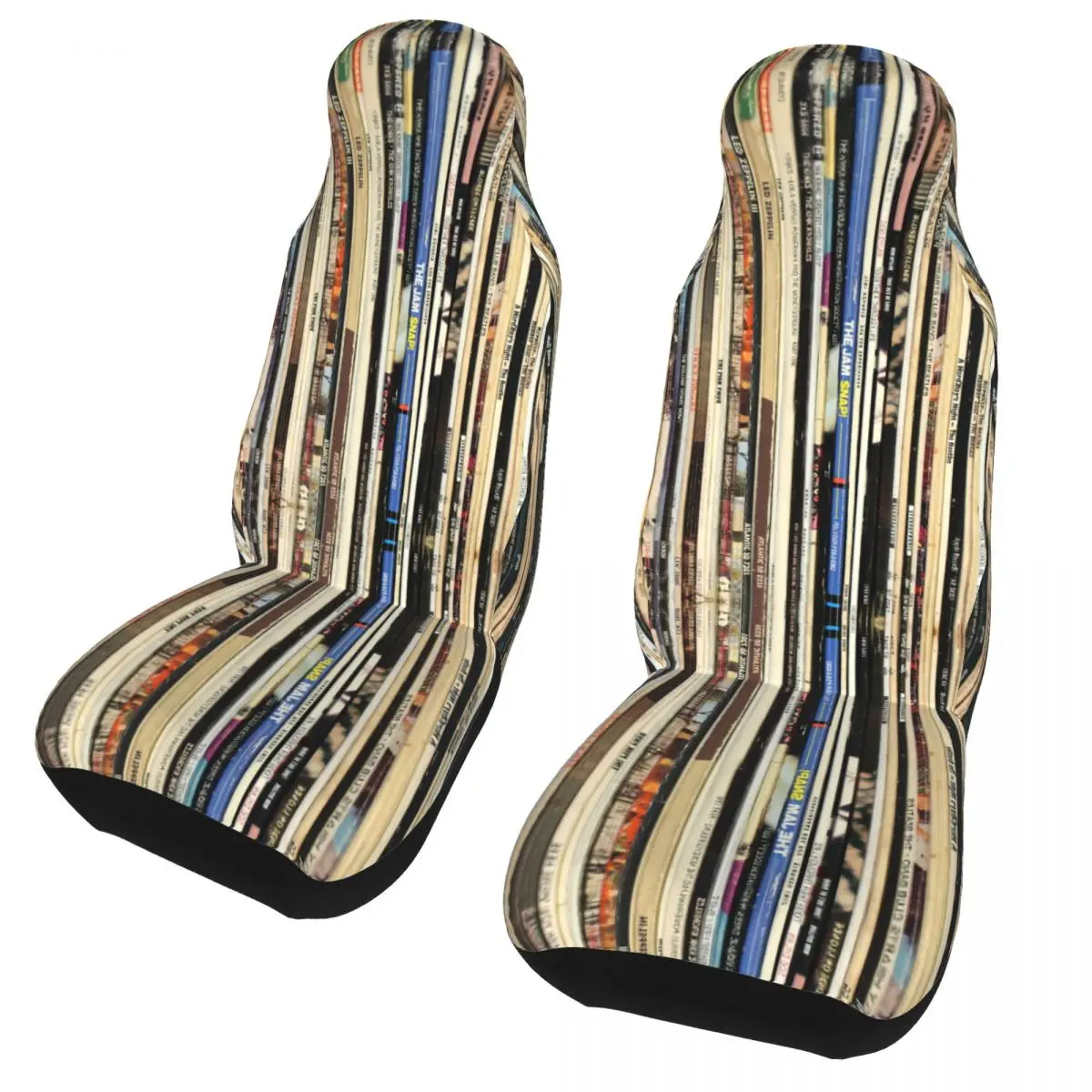 

Classic Rock Vinyl Records Universal Car Seat Cover Four Seasons For SUV Stripes Seat Covers Polyester Seat Protector