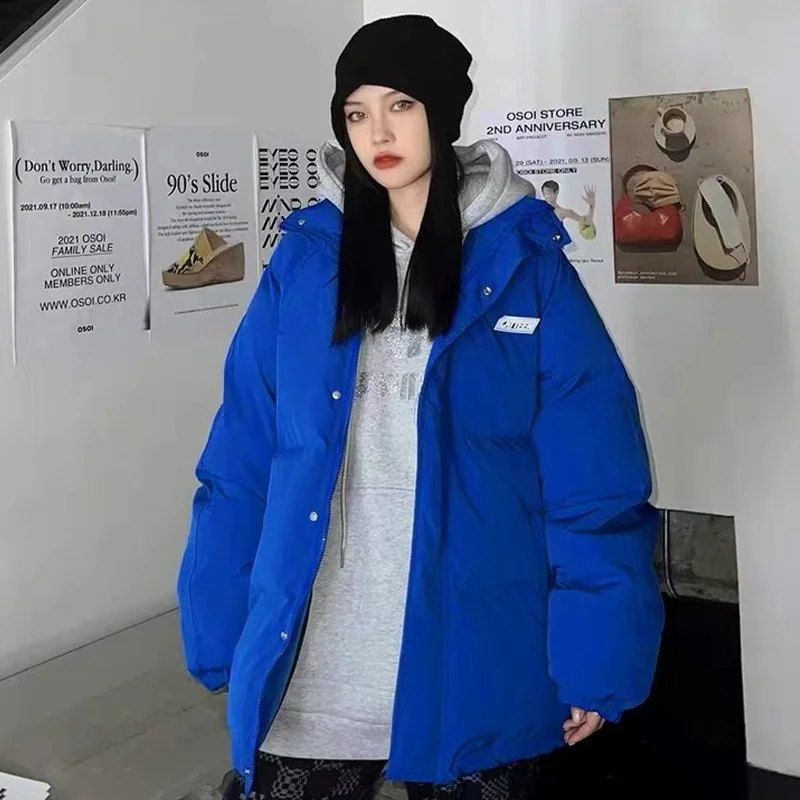 

Klein Blue Down Jacket Women 2022 New Fashion Winter Thicken Coat Student Thickened Mid-length Cotton Coat