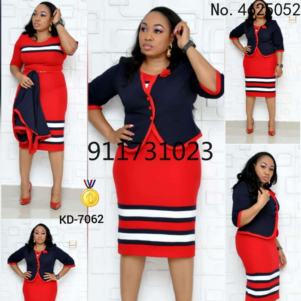 

new autumn elegent fashion style african women printing plus size knee-length dress 2XL-6XL