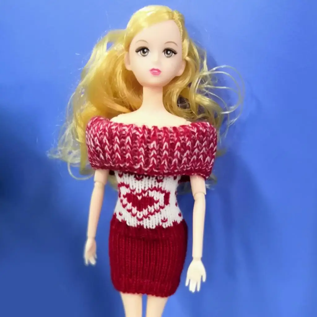 

1/6 28-30 см кукла курн, подходящая одежда, красно-белое шерстяное платье