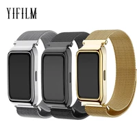 milanese watchbandcase for huawei band 6 strap durable three bead stainless steel wristband for huawei band 7 water proof belt