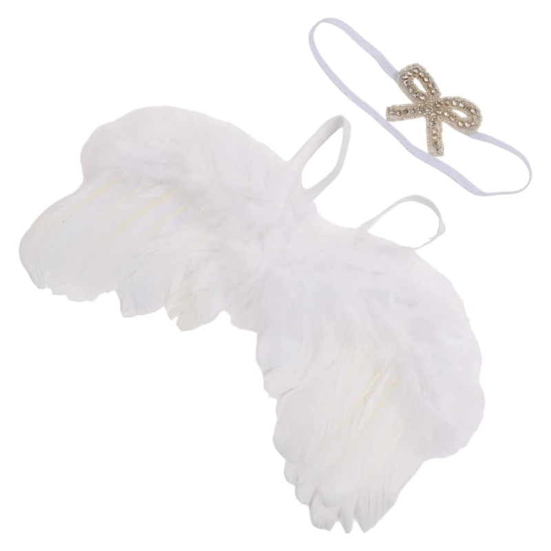 Мягкий комплект с крылышками и повязкой на голову для новорожденного ангела