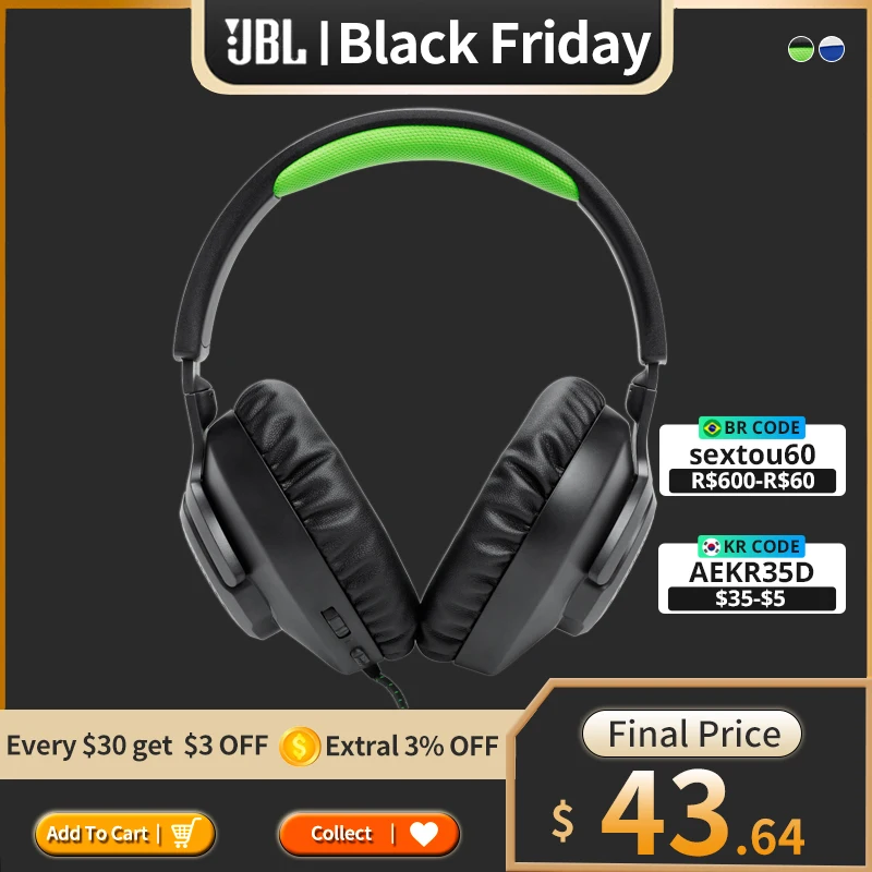 

100% Original JBL Quantum 100P/100X Not Bluetooth Gaming Headphones Compatible With the XBOX/PS/NS Support Multi Platform