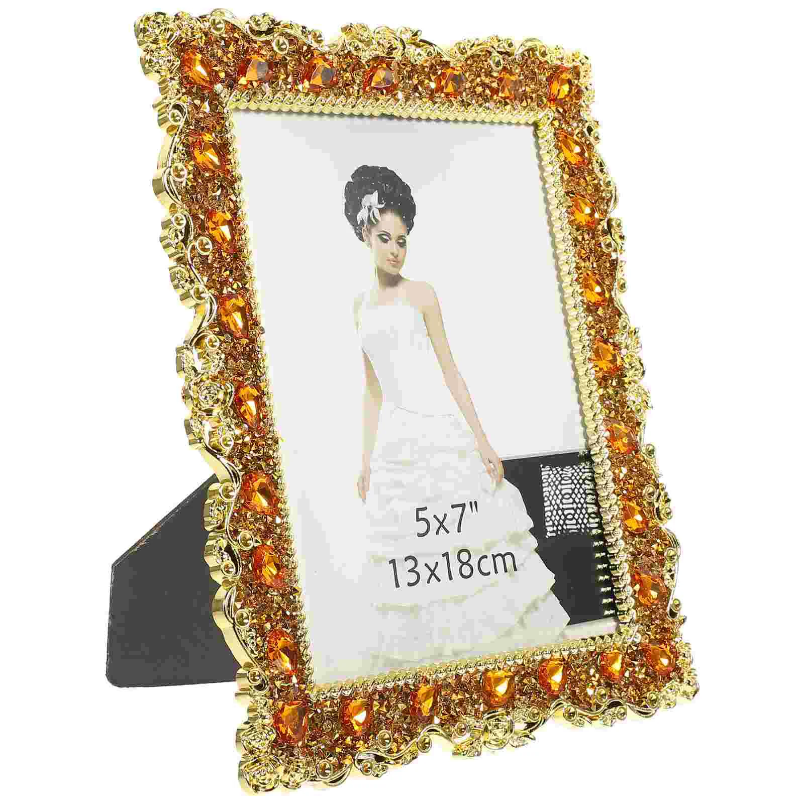 

Frame Photo Picture Frames Desktop Display Holder Decorative Tabletop Crystal Stand Rhinestone Wedding Style European Office