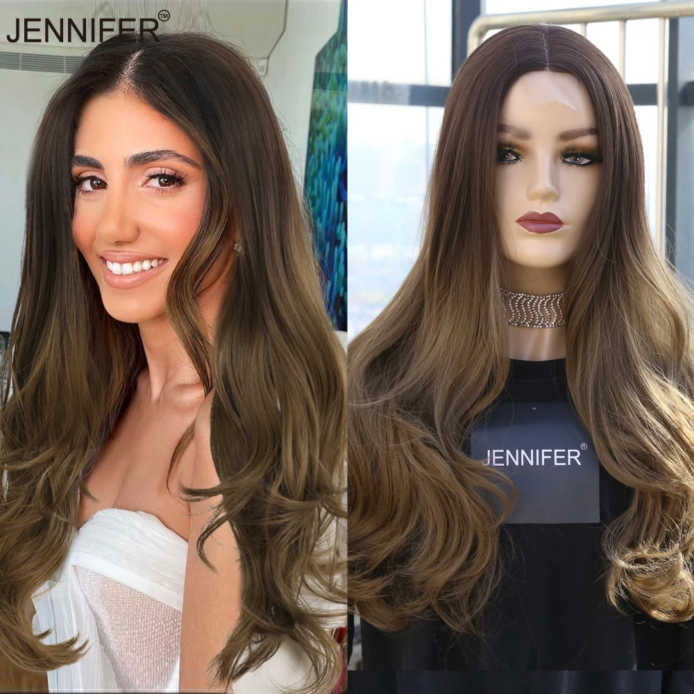 

Synthetic Lace Hair Long Wave Fashion Natural Middle Parting Brazilian Wigs For Women High Temperature Fiber Party/Daily/Cosplay