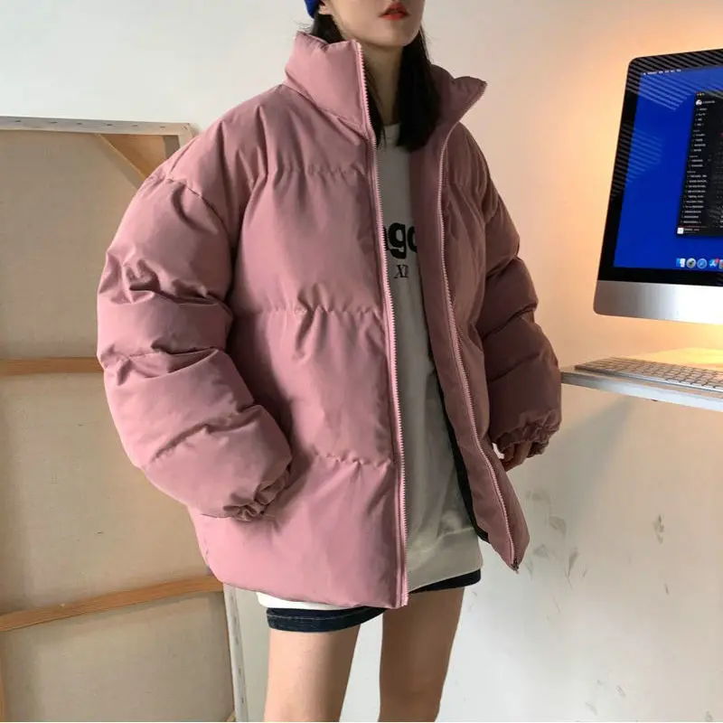 New Fashion Winter Streetwear Men's and Women's Warm Solid Color Jacket Parka Casual  Jacket Pocket Clothing