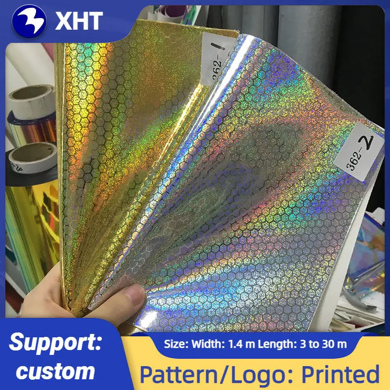 

20x120cm Hexagon Design Printed PU Holographic Rainbow Laser Faux Leather Fabric Sheet for Shoe/Bag/Handbag/DIY Craft Material