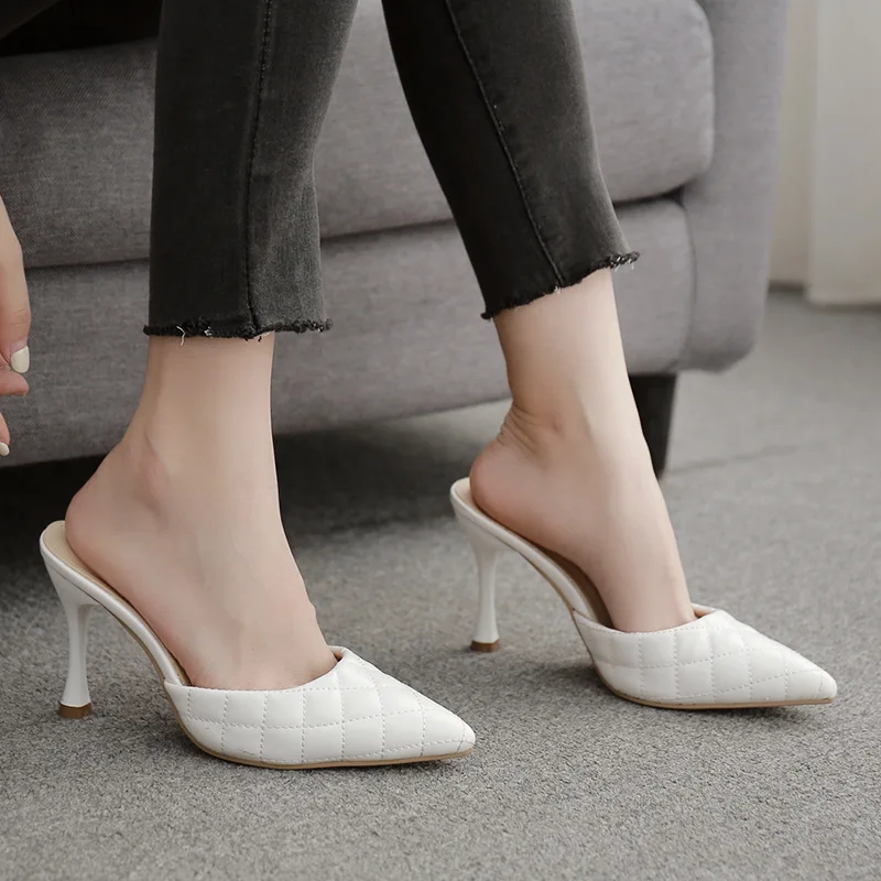 

2022 summer new all-match high-heeled shoes French small high-heeled half-slip women's shoes