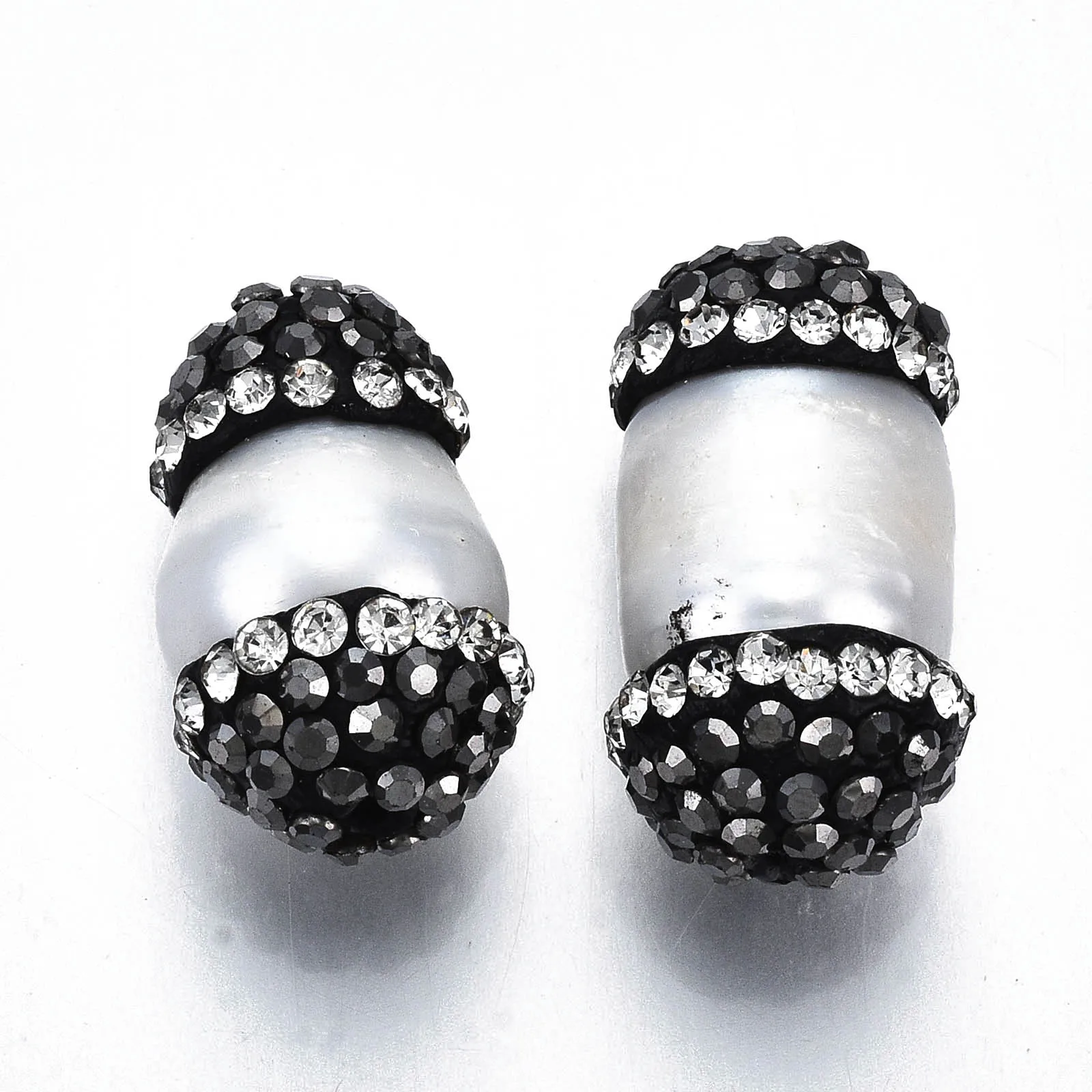 20Pcs Oval Polymer Clay Rhinestone Natural Shell Bead Crystal Freshwater Shell Loose Bead Charms For DIY Bracelet Jewelry Making