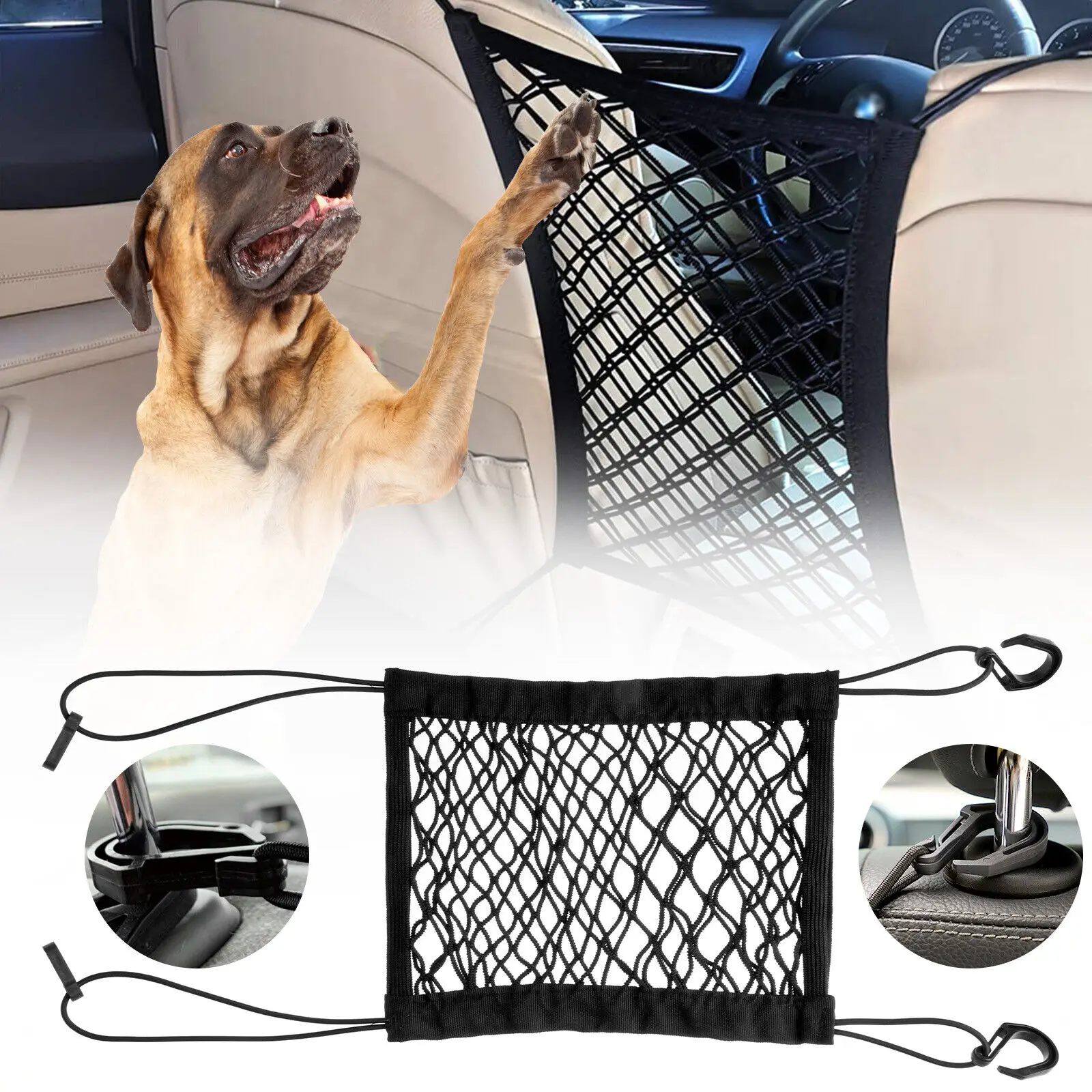 

Car Dog Pet Barrier Guard Back Seat Safety Protector Mesh Net For SUV Truck Van
