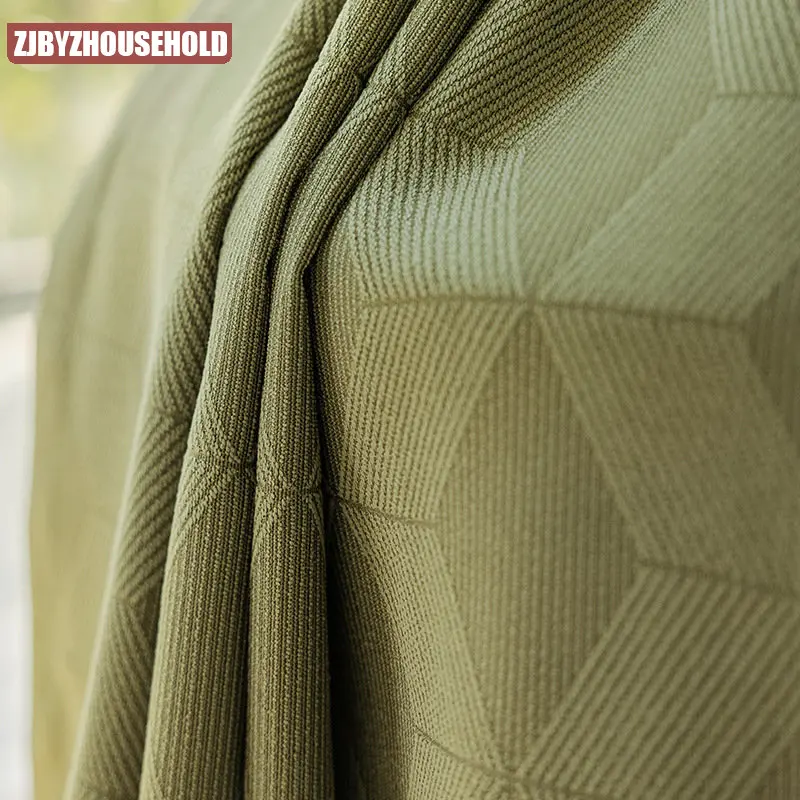 

Chenille blackout Curtains for Living dining room bedroom light luxury French matcha green sun protection home decoration