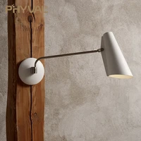 nordic post modern minimalist bedroom folding telescopic rocker wall lamp adjustable gold rotating long arm reading wall lamp
