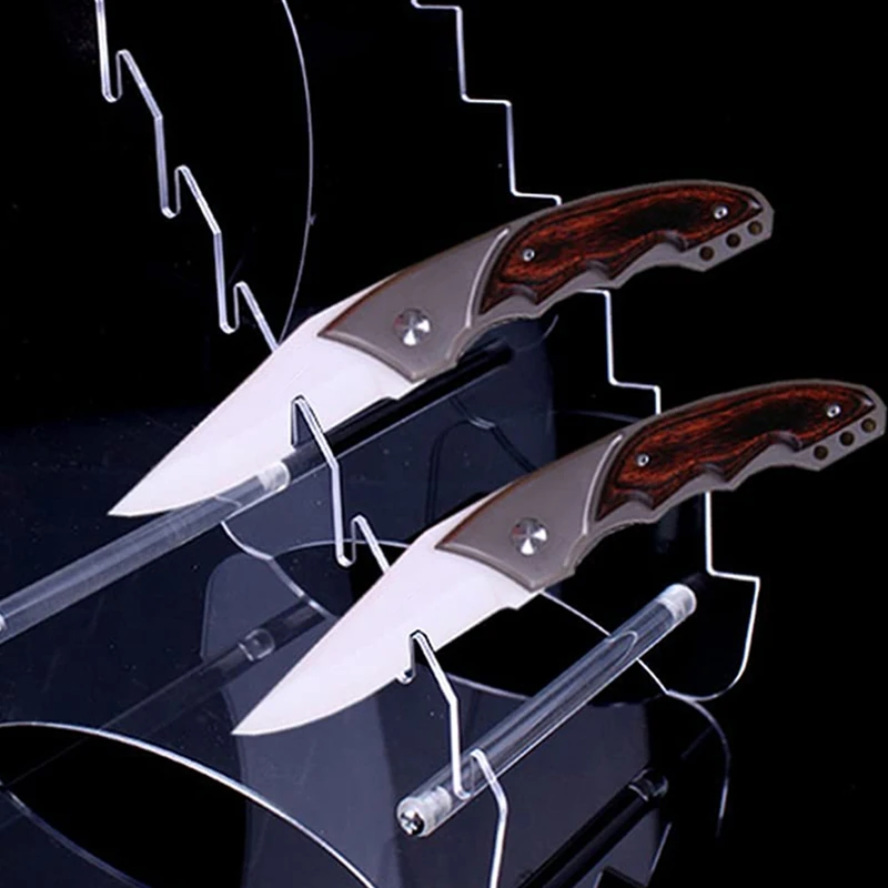 Heavy Duty Acrylic Knife Display Stands,Pocket Knives Easel Holder,Hunting Survival Knife Rack,1 Piece (Eight Layers)