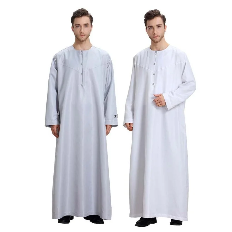 Ramadan Muslim Arab Middle East Long Sleeve Solid Color Men's Robe Spring Summer 2022 Kaftan Moroccan Saudi Vestidos Djellaba