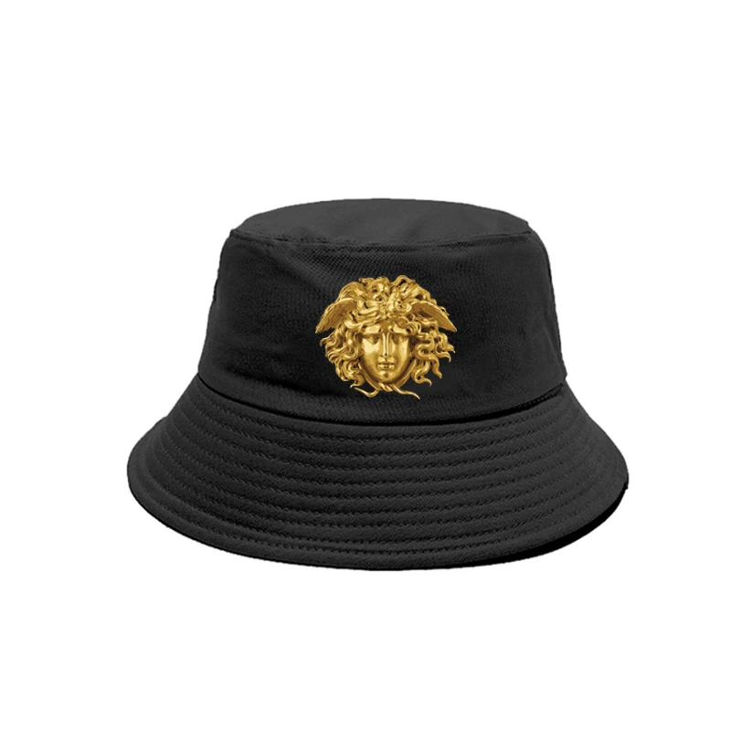 

New Pure Cotton Halloween Snake Hair Greek Mythology Medusa Head Shade Bucket Hat Cool Outdoor Sun Hat Men Women Basin Hat