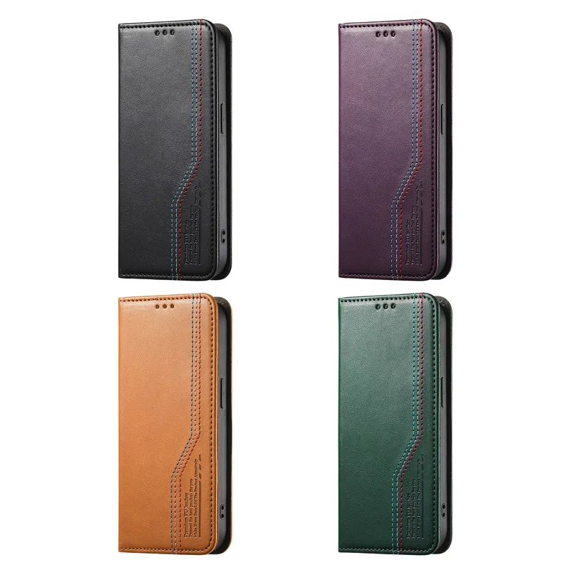 Фото Кожаный чехол-книжка Flip Suture Line для Sharp Aquos sense10, sense9, sense8, sense7 Plus, sense5G, sense6, 6S с отделением для карт и функцией кошелька №2