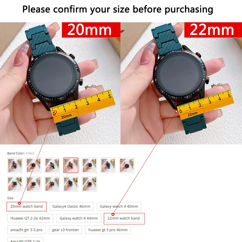 Carbon fiber strap For Samsung Galaxy 4 5/classic 46mm/Active 2 40mm/44mm Gear S3 20 22mm bracelet Huawei watch GT/2e/3/Pro band