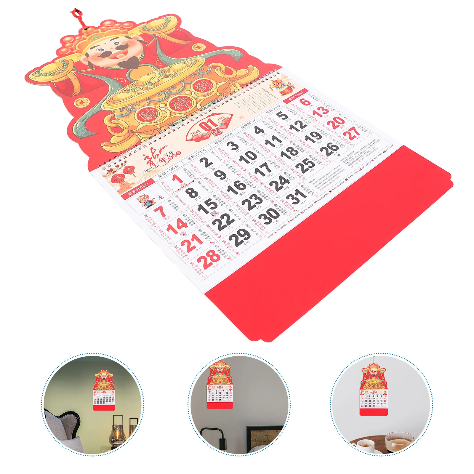 

Delicate Monthly Calendar Hanging 2024 Traditional Wall Planning Chinese Style Clear Printed Lunar