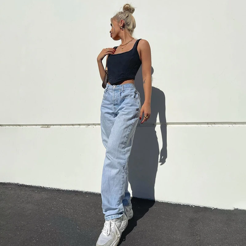 

Hip Butterfly Print Casual High Waist Mom Denim 90s Indie Oversize Women Y2k Harajuku Fashion Jeans Streetwear Baggy Straight