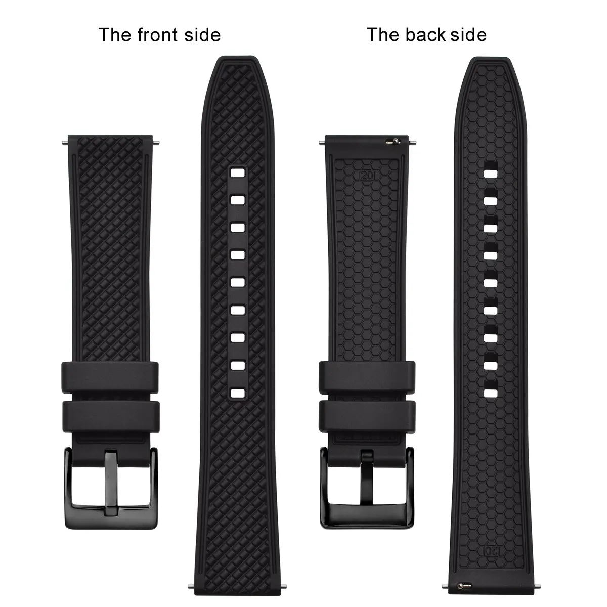 BISONSTRAP Fluororubber Sport Watch Strap 18mm 20mm 22mm Waterproof Bracelet with Stainless Steel Buckle Multicolor Watchband