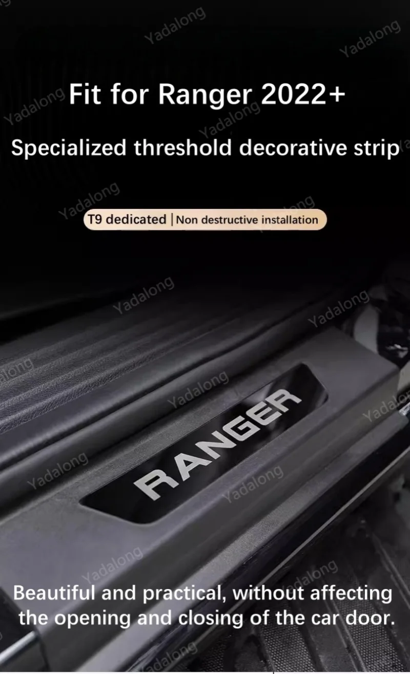 

Накладка на порог автомобиля, защитная Накладка на порог, наклейка на педаль, аксессуары, подходит для Ford Ranger T9 2023 2024