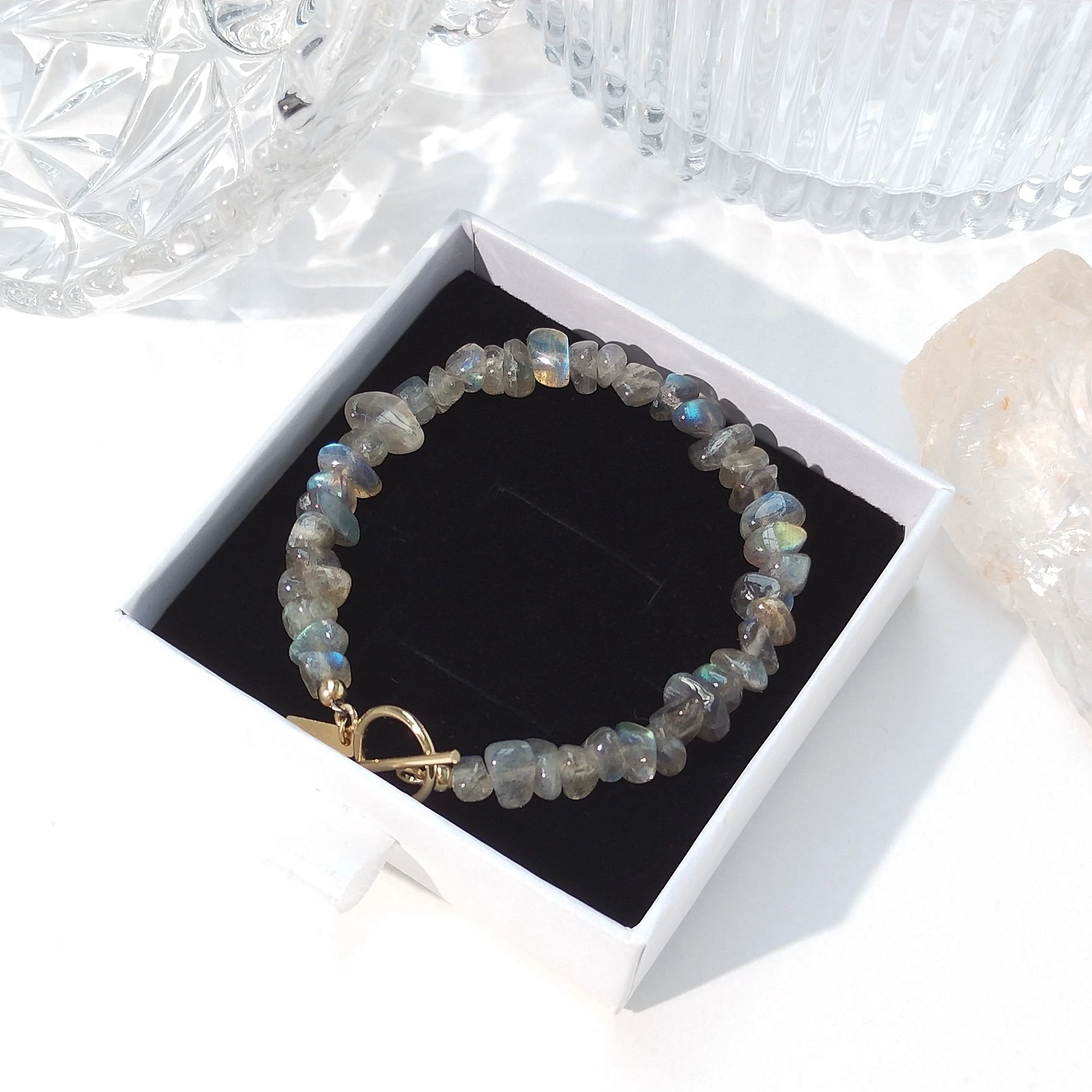 

Lii Ji Natural Labradorite American 14K Gold Filled Bracelet Handmade Jewelry