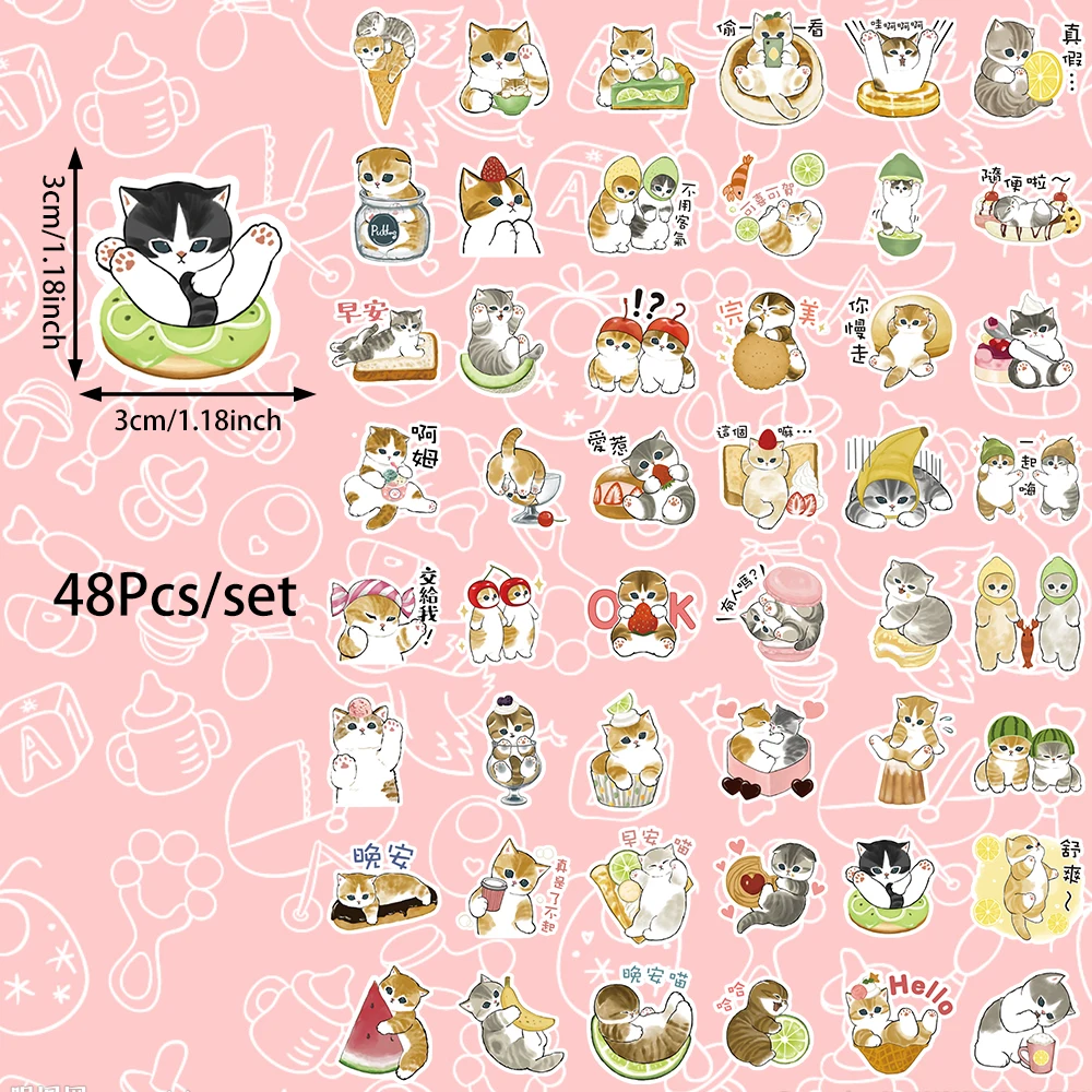 Очаровательный кот десертный топпер для десерта наклейки вечеринки 48 шт. набор
