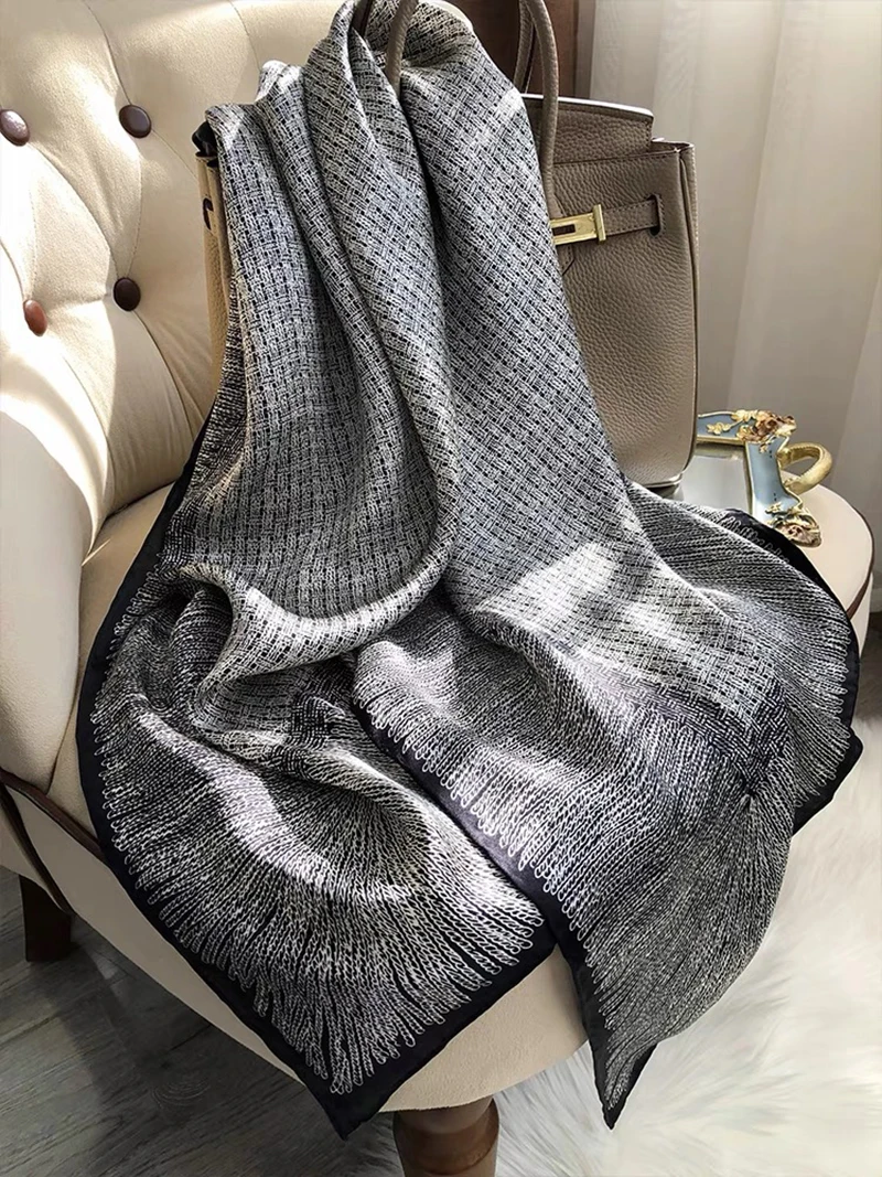 Весенний шарф женский роскошный дизайнерский Шелковый гладкий мягкая женская