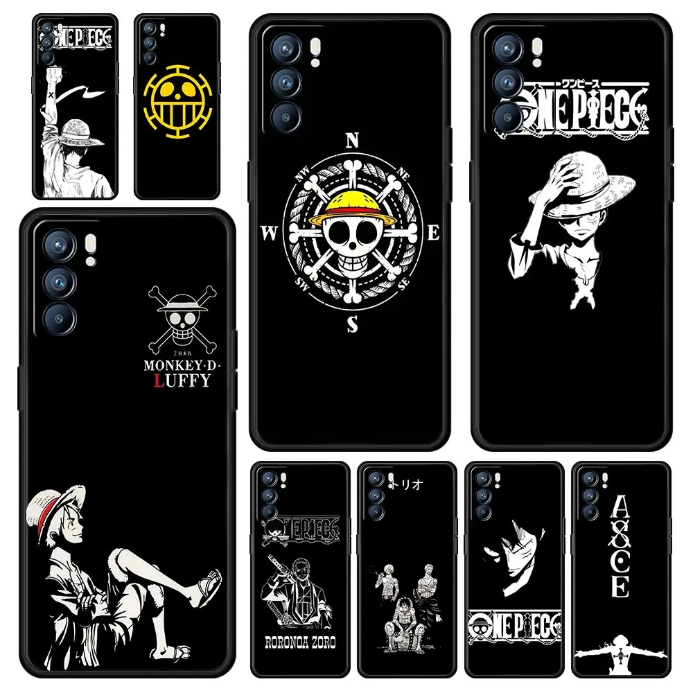 

One Piece Luffy Logo Anime Phone Case For Oppo Reno7 SE Reno6 Z 5G Find X5 Pro A54 A53 A52 A9 2020 A95 A16 A76 A74 A12 Cover