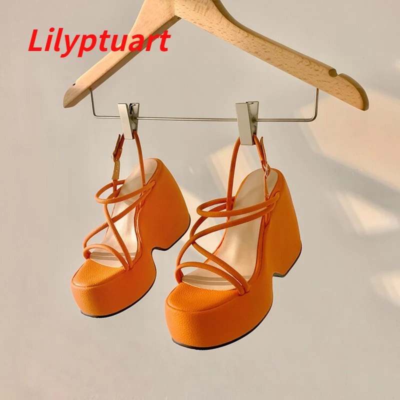 

LILYPTUART ZA Women's Sandals, Summer 2022 Comfortable Flat Platform High Heel Wedge, Luxury Designer Shoes for Women, Big Size