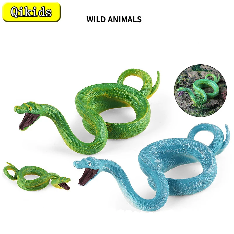 

Children's Simulation Cognition Solid wildlife model toy Snake green tree python blue tree python Halloween trick decoration
