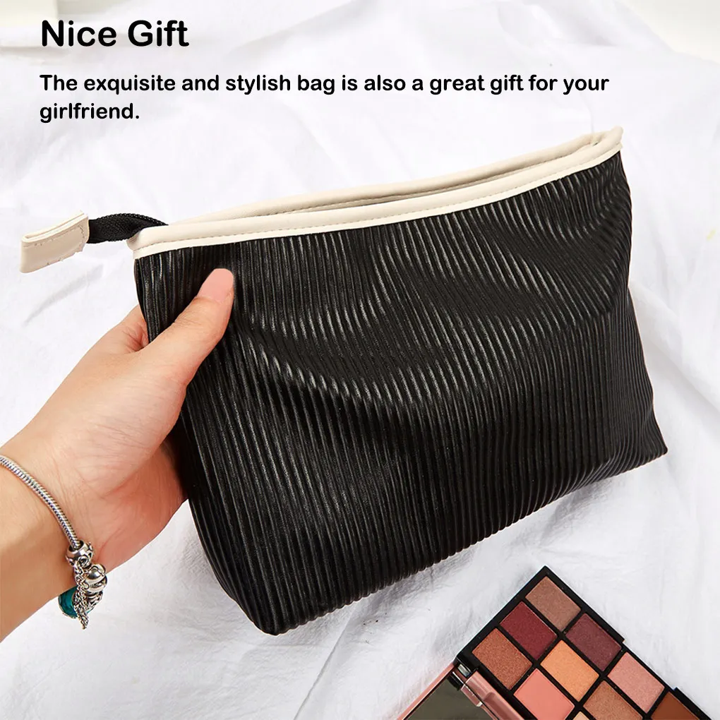

Portable Handbag Storage Fashion PU Pouch Makeup Cosmetic Dressing Handbags Traveling Zipper Bag Hand-held Women Cases