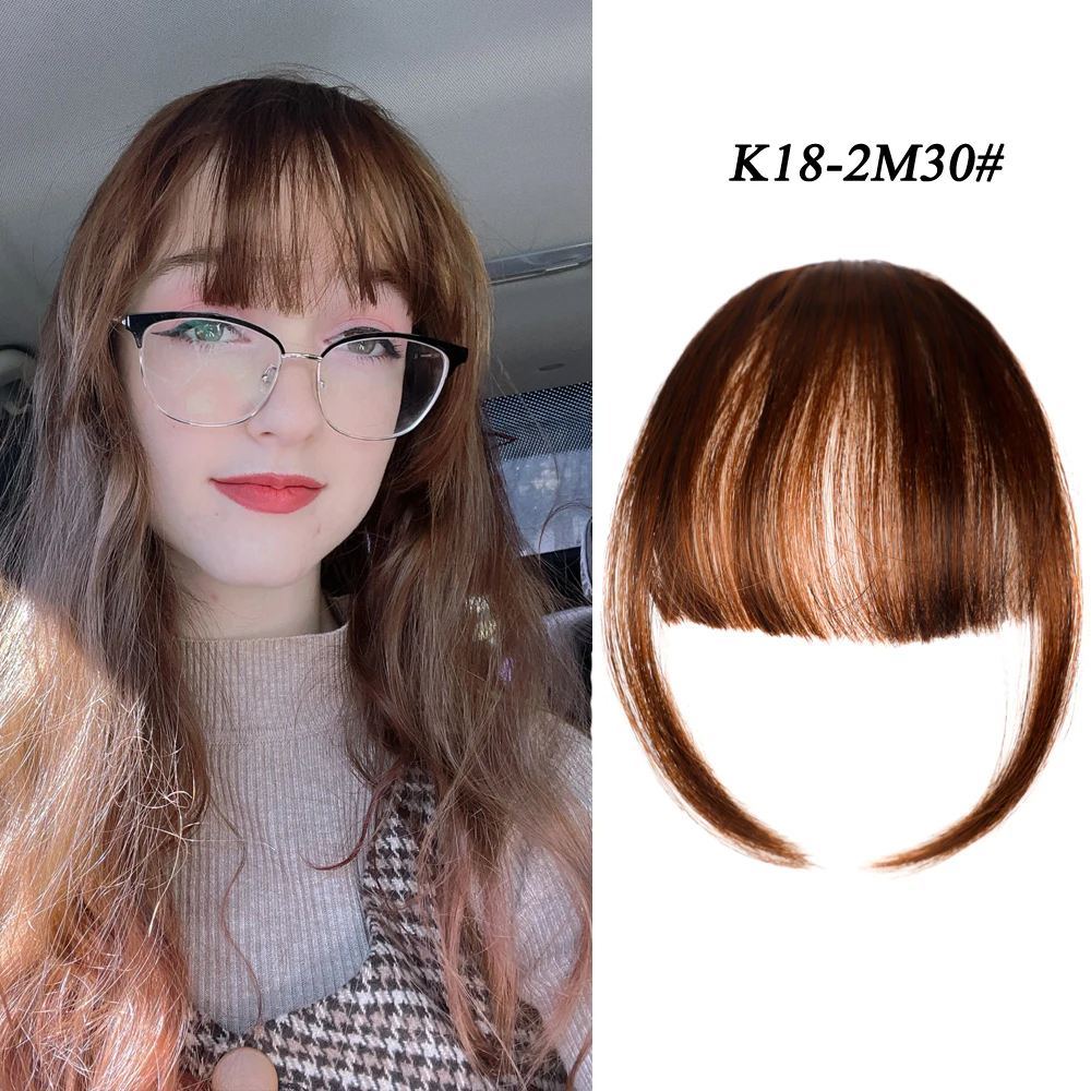 Clip In Synthetic Blunt Bangs Thin Fake Fringes Natural Straigth Neat Hair Bang Accessories For Girls Invisible Natural Colors images - 6