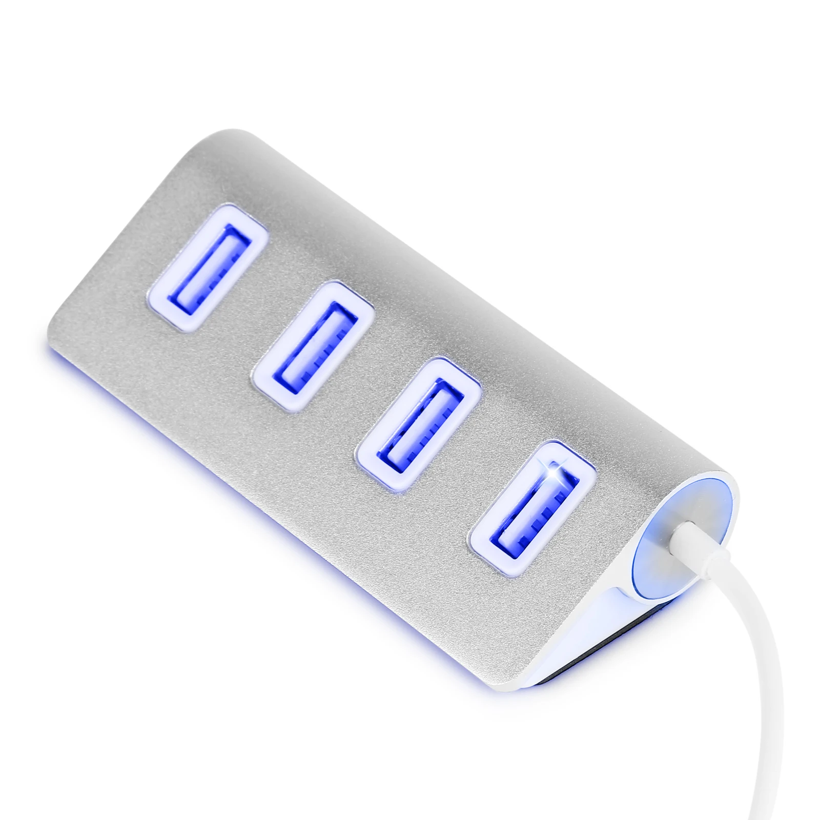 

Portable Aluminum 4 USB HUB USB 2.0 Port Splitter Adapter Hub with Indicate Light for Macbook PC Laptop