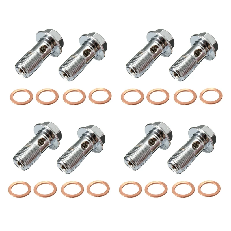 

8X Motorcycle Stainless Brake Banjo Bolt M10 X 1.0Mm Caliper Master Cylinder
