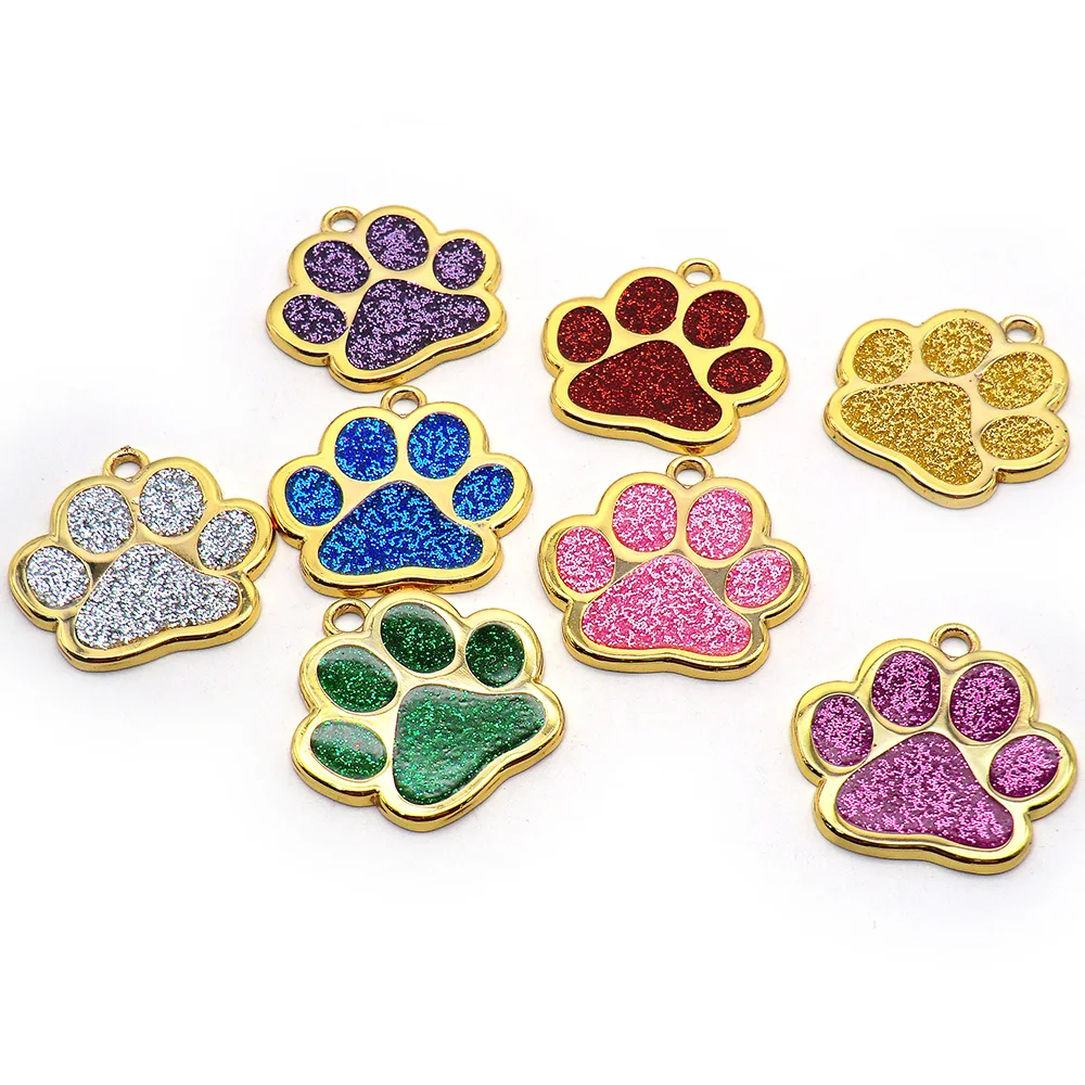 

20Pcs Dog ID Paw Tag Custom Personalized Cat Collar Pendant Engraved Pet Necklace Chain Charm Supplies For Name Products