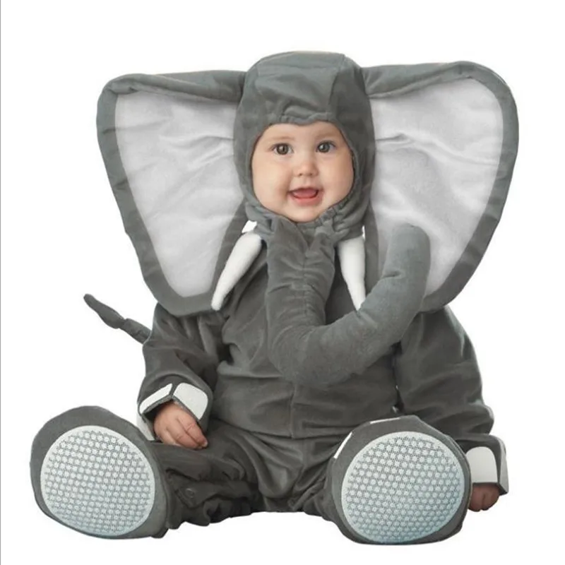 

Happy Purim Jumpsuit Gray Pink Elephant Monkey Lion Owl Elf Chicken Penguins Leotard Romper Infant Baby Costumes Baby Onesie