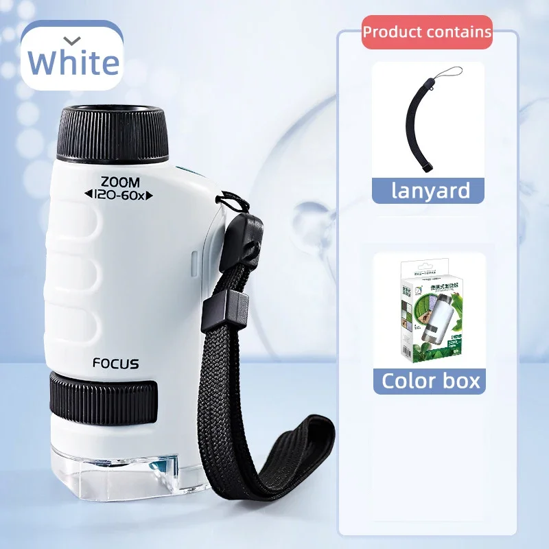 Портативный детский микроскоп 60X-120X ручной набор для биологических научных