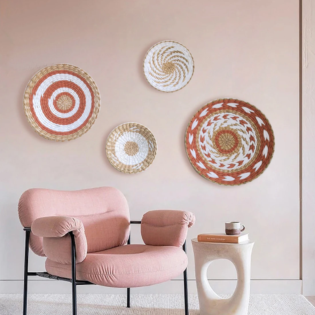 

Home Decoration Round Minimalist Bohemian Ethnic Style Living Room Straw Weaving Wall Ornament Wall Decor Nordic Style