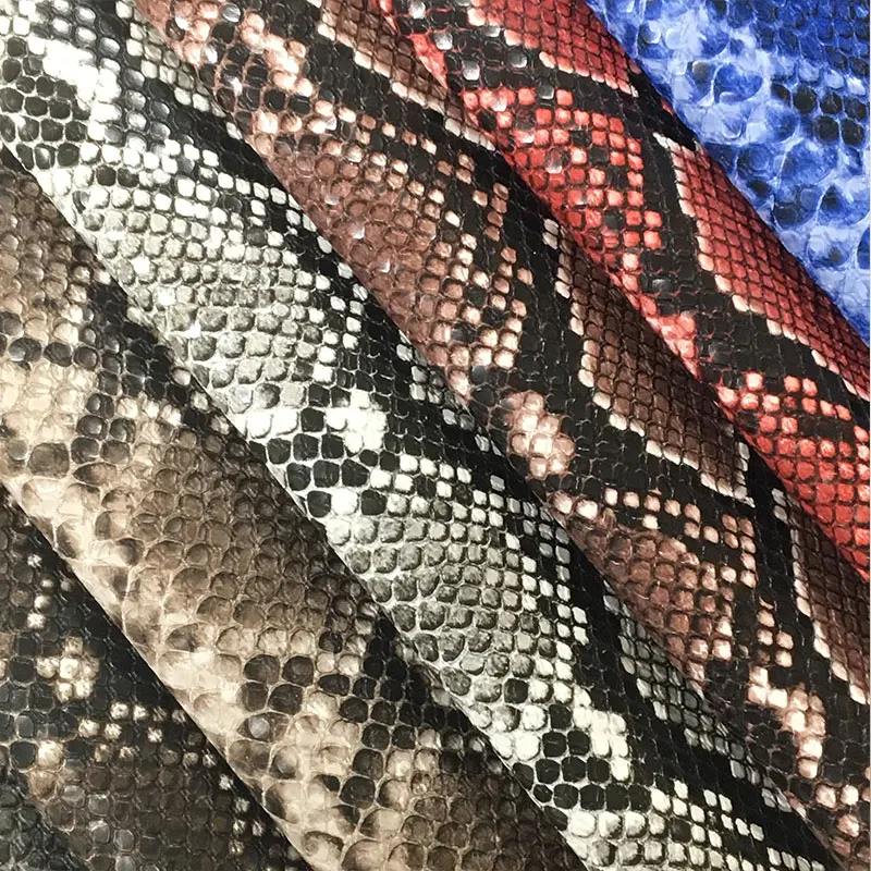 

Snake Skin Colored Printed Grain Embossed Vinyl Faux Leather Fabric Sheet for Bag/Shoe/Crafts/Bows DIY PU Leatherette 30*135CM