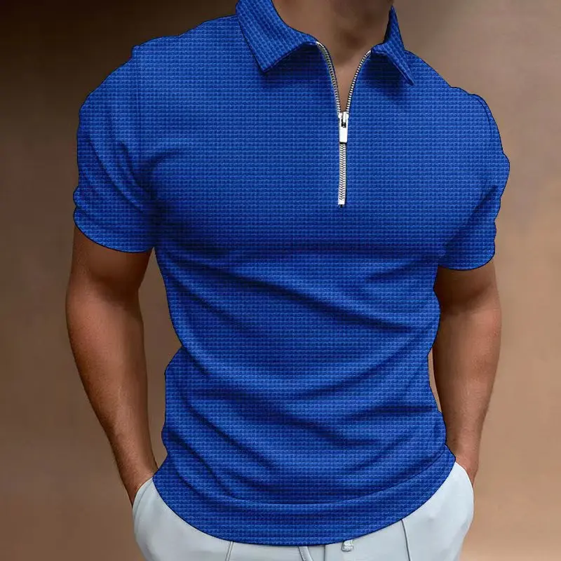 

Men's POLO Shirt Waffle Fabric Quick Drying Breathable Stretch T-Shirt Sports Fitness Gym Running Training Loose Short Sleeves
