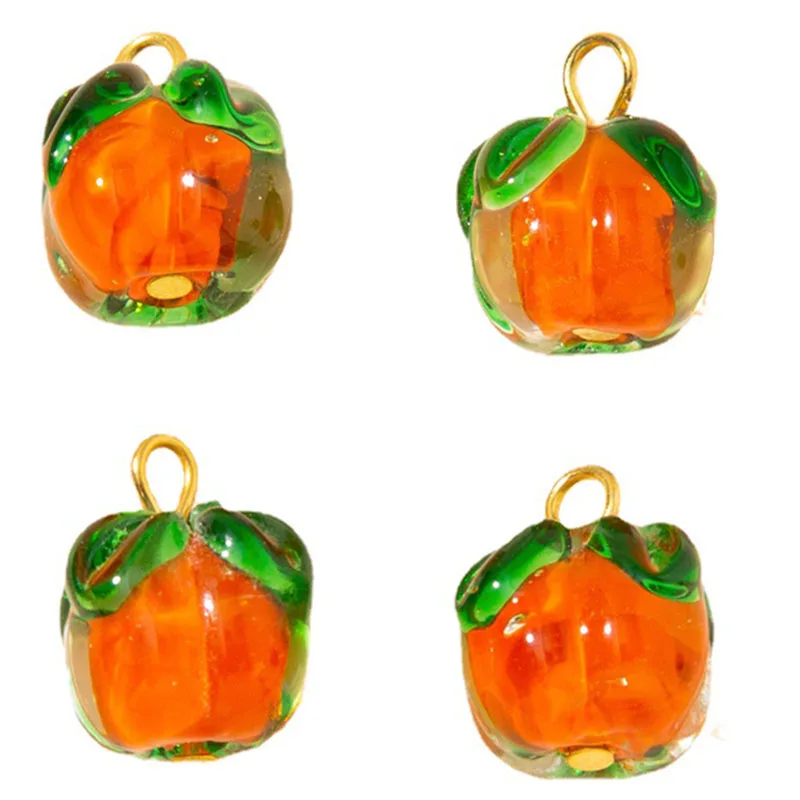 

10Pcs Persimmon Bead Charms Transparent Fruit Glass Pendants For Hanging Earrings Jewelry Findings Making Decoration Crafts