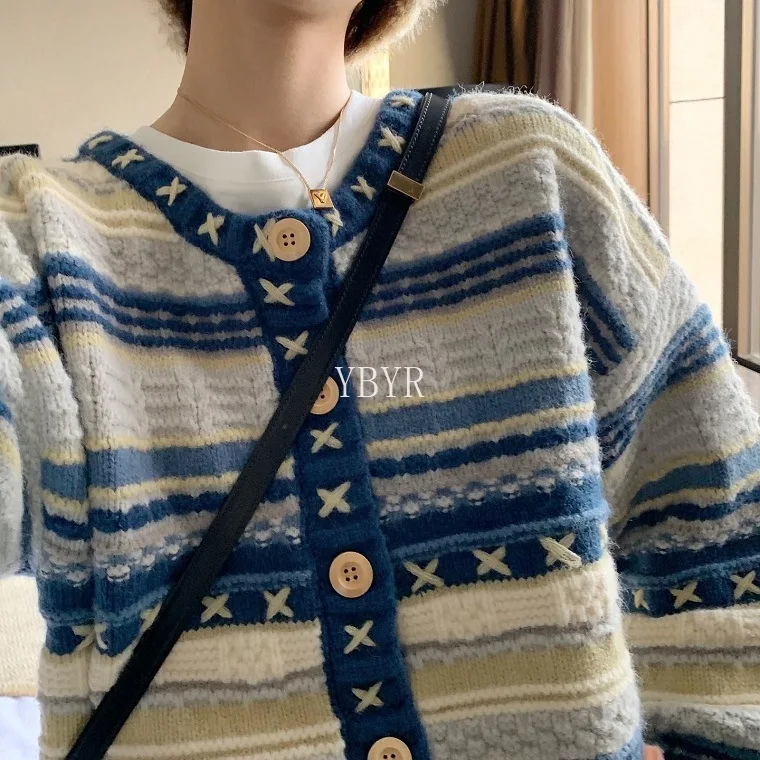 Женский свитер со звездами океана теплый однобортный вязаный кардиган