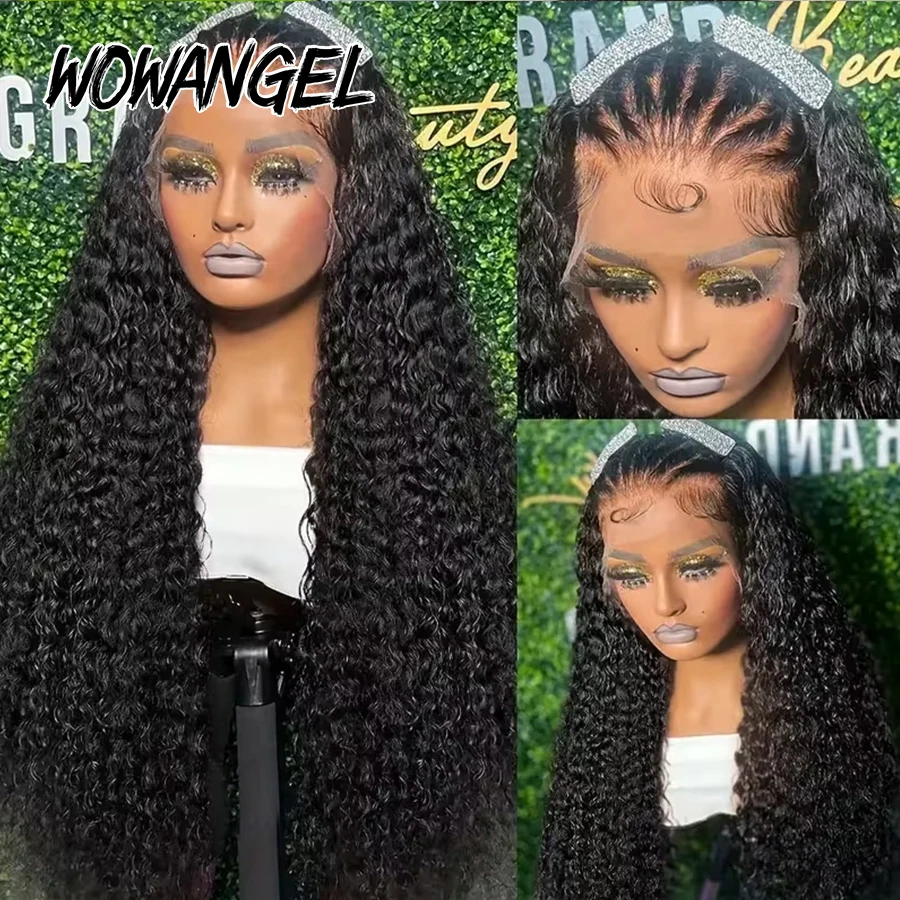 Фото WOWANGEL 13x6 HD Lace Front Wig Human Hair Deep Part Curly Human Hair Wigs PrePlucked Full Frontal Wigs For Women Brazilian Hair №4