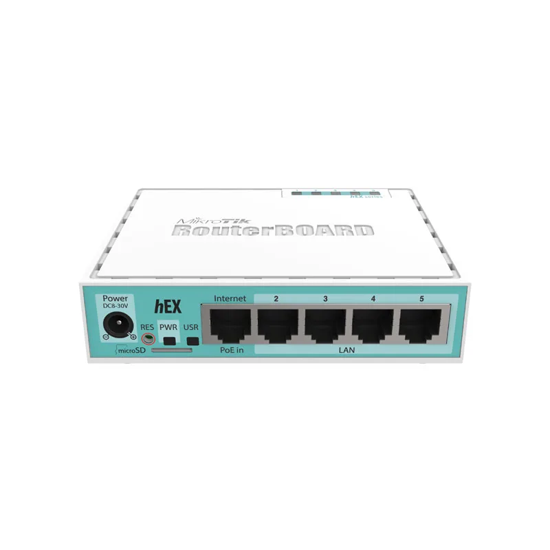 

Mikrotik five port Gigabit Ethernet router RB750Gr3