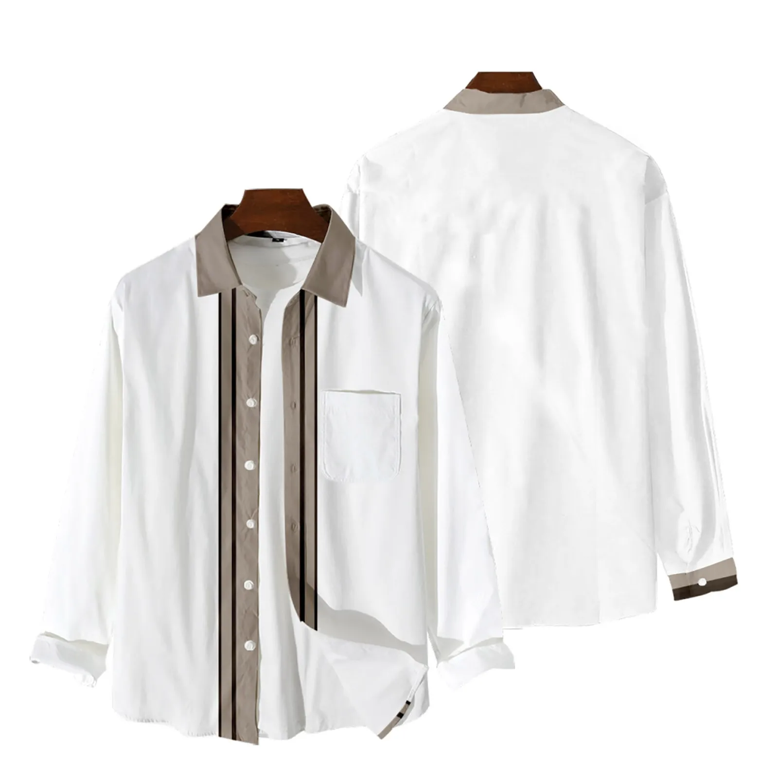 

Mens Printed Hawaiian Shirts Long Sleeve Button Down Beach Shirts Collar Pajama